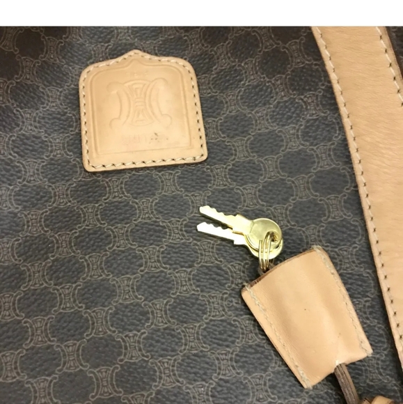 CELINE Macadam Brown PVC Boston Travel Hand Bag. Watch Video - Picture 7 of 9